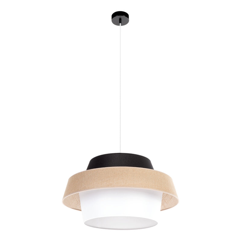 Jute Pendant Lamp 1xE27 Max.25W Black/Transparent PVC/Black-Beige-White