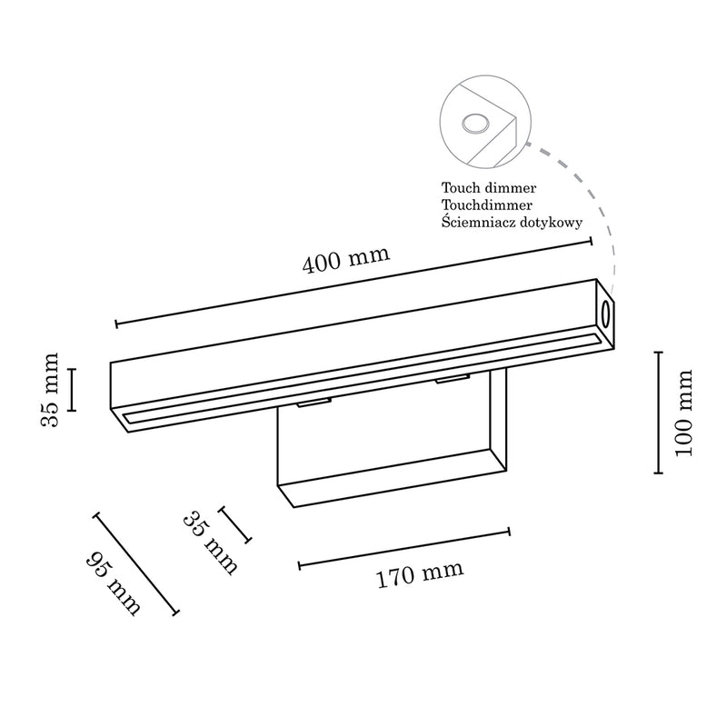 Smal Wall Lamp 1xLED 24V Integrated 5,3W Oiled Oak/Touch Dimmer