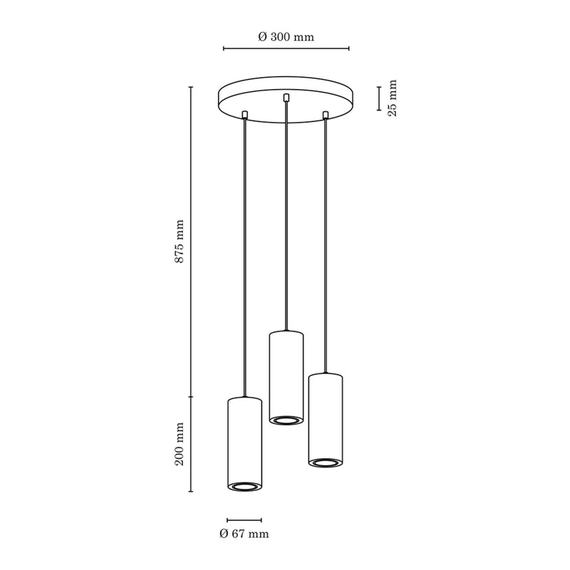 Pipe Pendant Lamp Incl. 3xGU10 LED 5W Oiled Oak/Dark Grey