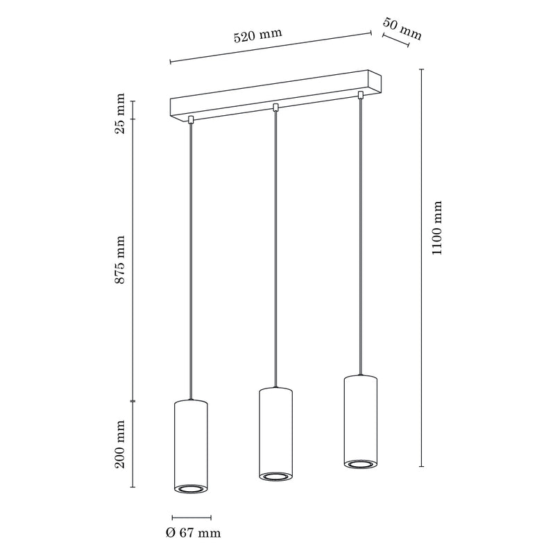 Pipe Pendant Lamp Incl. 3xGU10 LED 5W Oiled Oak/Dark Grey