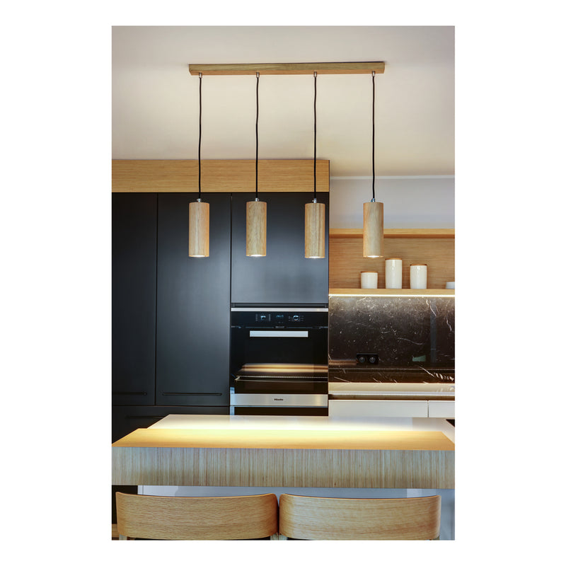 Pipe Pendant Lamp Incl. 4xGU10 LED 5W Oiled Oak/Dark Grey