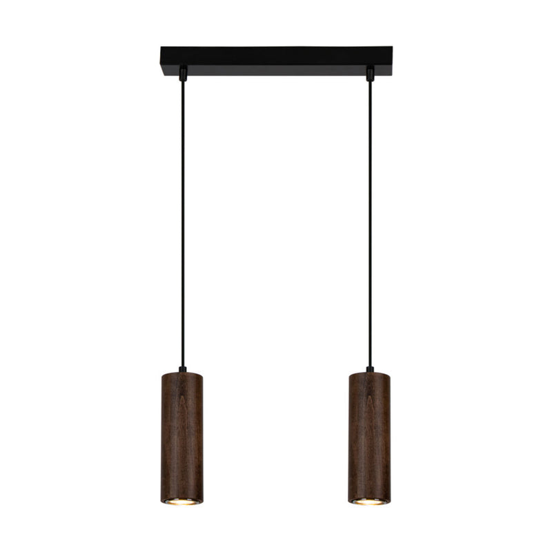 Pipe Pendant 2xGU10 Led 5W Black / Black PVC / Walnut