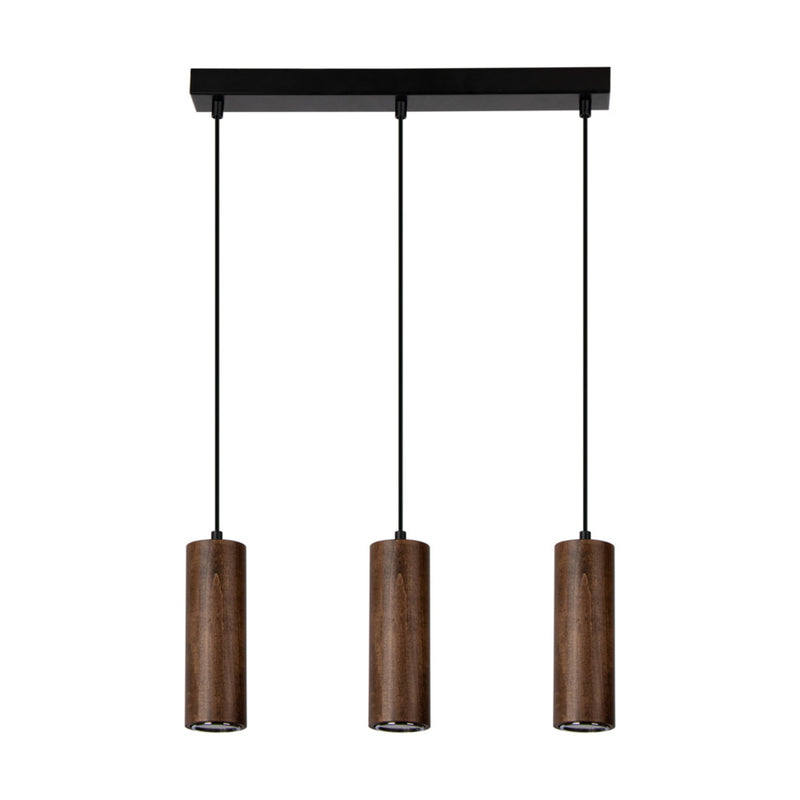 Pipe Pendant 3xGU10 Led 5W Black / Black PVC / Walnut