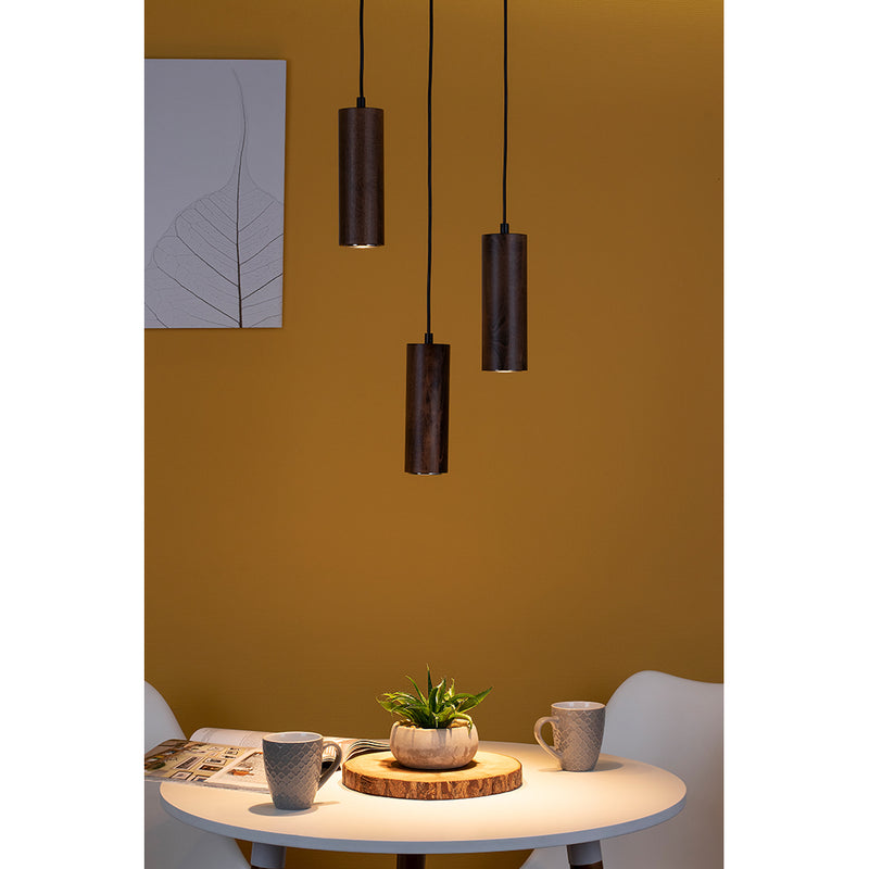 Pipe Pendant 2xGU10 Led 5W Black / Black PVC / Walnut