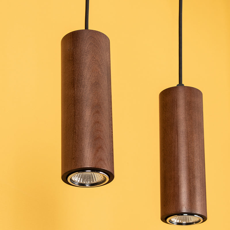 Pipe Pendant 2xGU10 Led 5W Black / Black PVC / Walnut