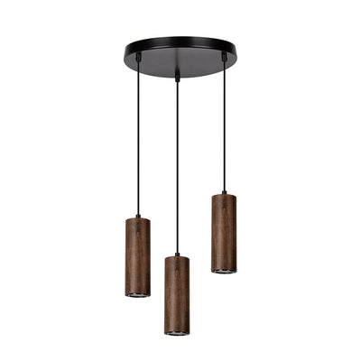 Pipe Pendant 3xGU10 Led 5W Black / Black PVC / Walnut