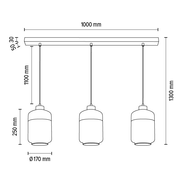 Britop Lighting Amaretto 3L lineaarinen riippukattovalaisin E27 W 100cm