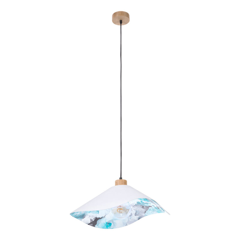 Hattu Floral Pendant 1xE27 Max.40W Oiled Oak/Black/White-Multicolor