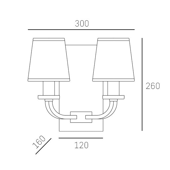 CosmoLight NEW YORK 1 2L wall sconce lamp E14