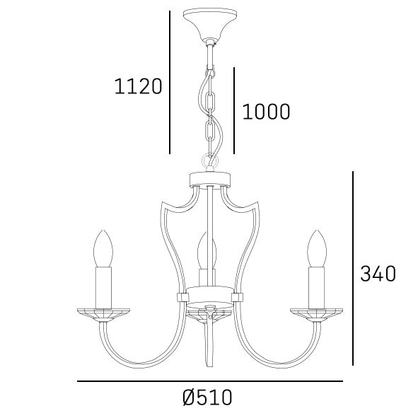 CosmoLight RIGA 3L chandelier E14, D 51cm