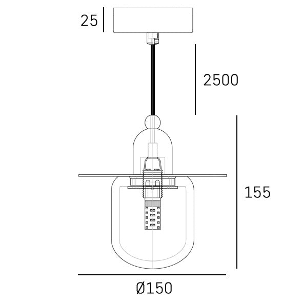 CosmoLight VOLTERRA 1L pendant lamp G9, D 15cm
