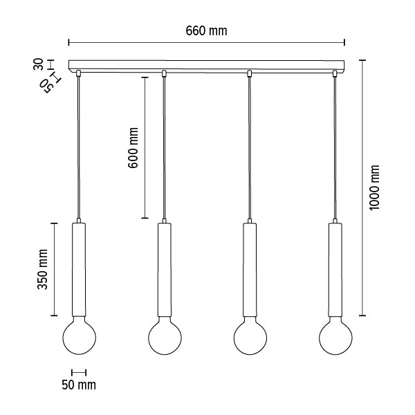 Britop Lighting Barrel 4L linear suspension ceiling lamp E27, W 66cm