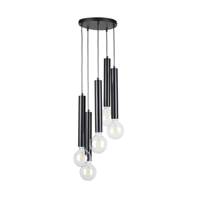 Barrel Pendant Lamp 5xE27 Max.60W Black/Black/Black PCV