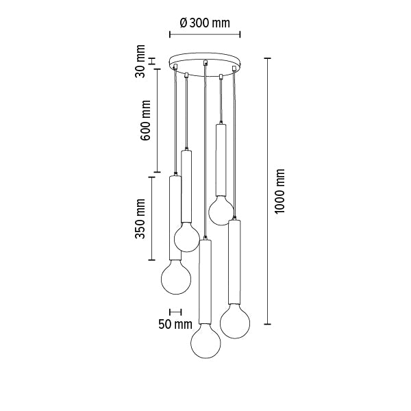 Britop Lighting Barrel 5L pendel sort E27