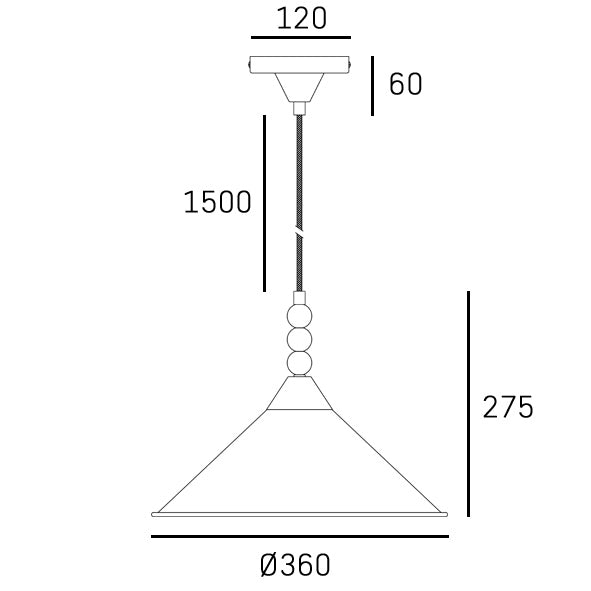 CosmoLight ASHFORD 1L pendant lamp E27, D 27cm