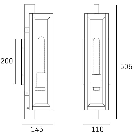CosmoLight DOVER 1L outdoor wall lamp E27, H 50cm