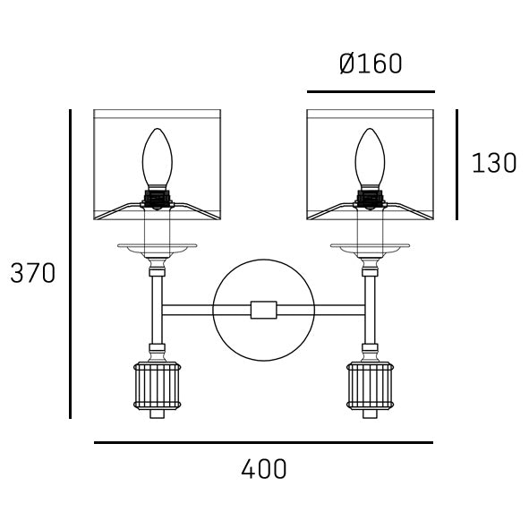 CosmoLight SUTTON 2L wall sconce lamp E14