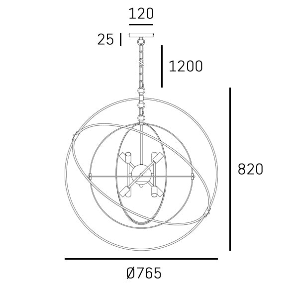 CosmoLight ROXBURY 8L pendant lamp E14, D 82cm