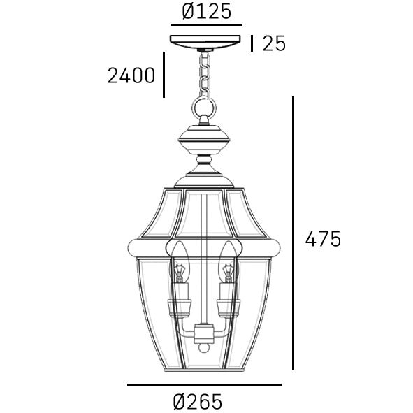 CosmoLight WHITLEY 2L pendant lamp E14, D 47cm