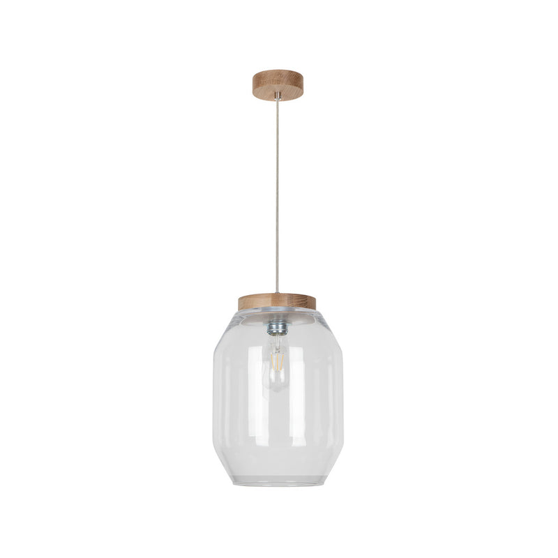 Vaso Pendant Lamp 1xE27 Max.60W Oiled Oak/Transparent PVC/Transparent