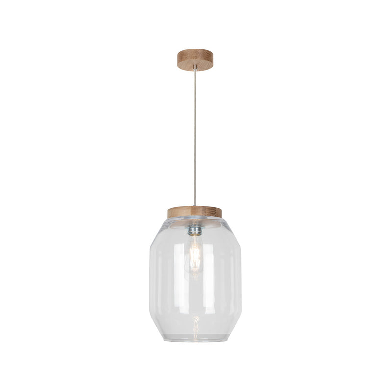 Vaso Pendant Lamp 1xE27 Max.60W Oiled Oak/Transparent PVC/Transparent