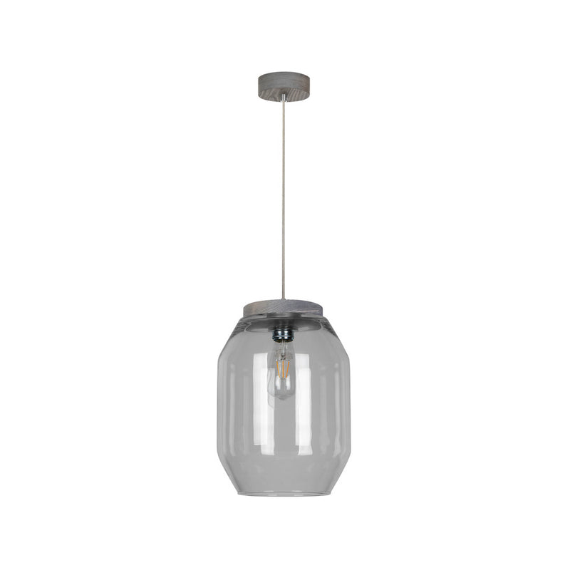 Vaso Pendant 1xE27 Max.60W Gray Stained Pine/Transparent PVC/Smoked Glass