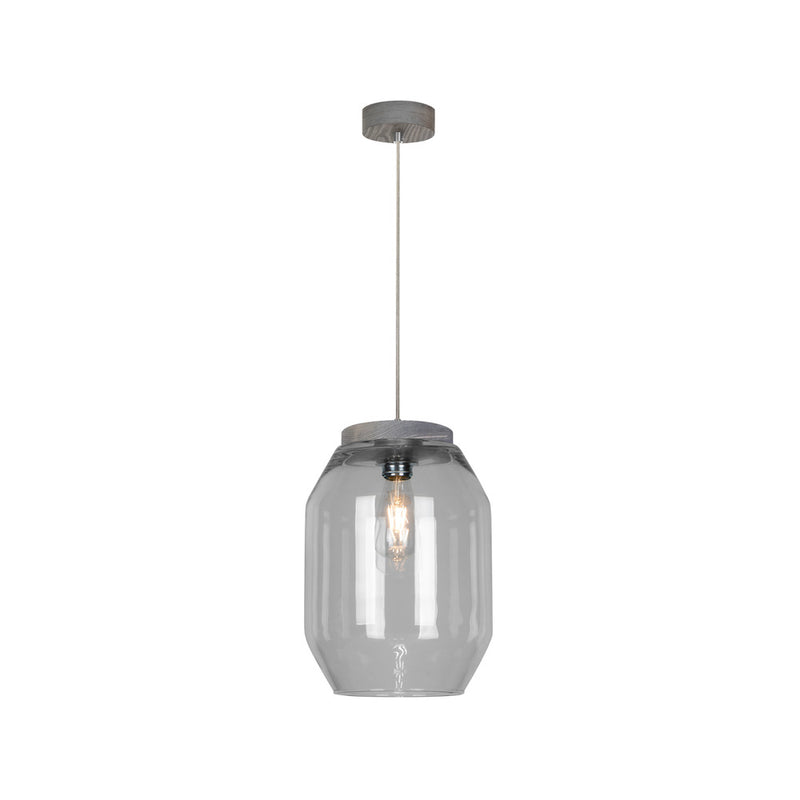 Vaso Pendant 1xE27 Max.60W Gray Stained Pine/Transparent PVC/Smoked Glass