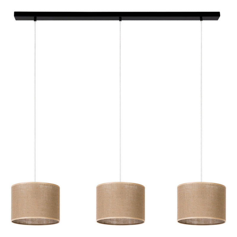 Jute Pendant Lamp 3xE27 Max.40W Black/Transparent PVC/Beige