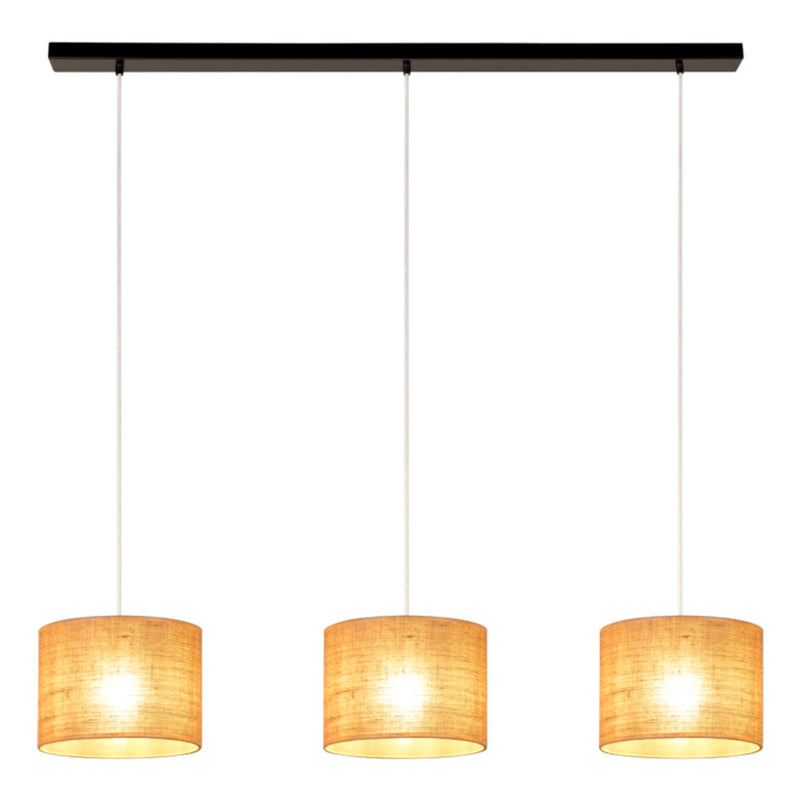 Jute Pendant Lamp 3xE27 Max.40W Black/Transparent PVC/Beige