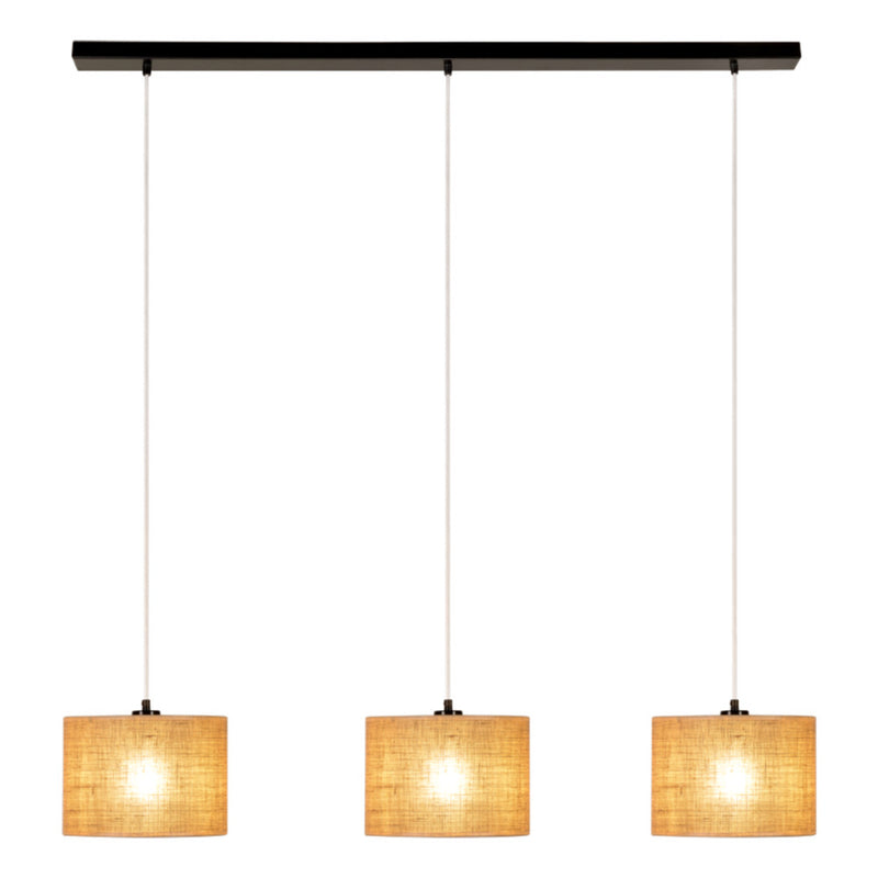 Jute Pendant Lamp 3xE27 Max.40W Black/Transparent PVC/Beige