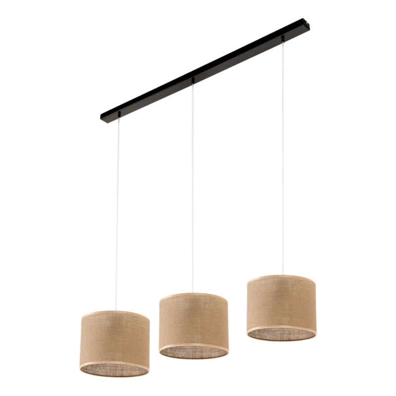 Jute Pendant Lamp 3xE27 Max.40W Black/Transparent PVC/Beige