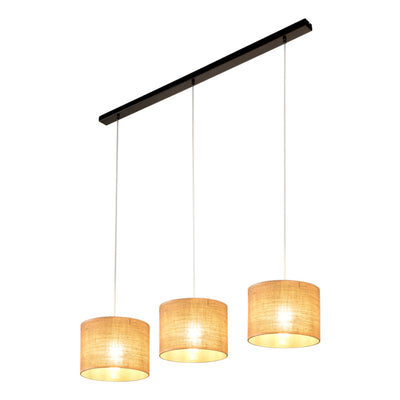 Jute Pendant Lamp 3xE27 Max.40W Black/Transparent PVC/Beige