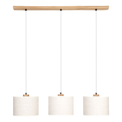 Boho Pendant Lamp 3xE27 Max.40W Oiled Oak/Transparent PVC/Beige