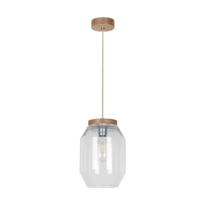 Vaso Pendant Lamp 1xE27 Max.60W Oiled Oak/Transparent PVC/Transparent