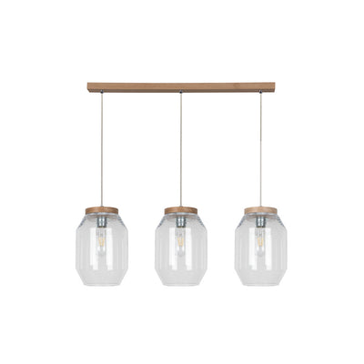 Vaso Pendant Lamp 3xE27 Max.60W Oiled Oak/Transparent PVC/Transparent