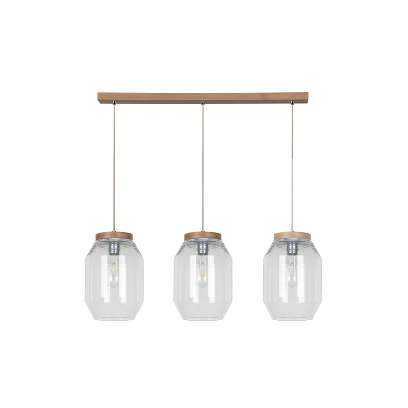 Vaso Pendant Lamp 3xE27 Max.60W Oiled Oak/Transparent PVC/Transparent