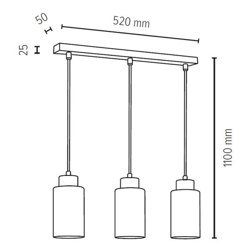 Bosco Pendant Lamp 3xE27 Max.60W Oiled Oak/Transparent/White