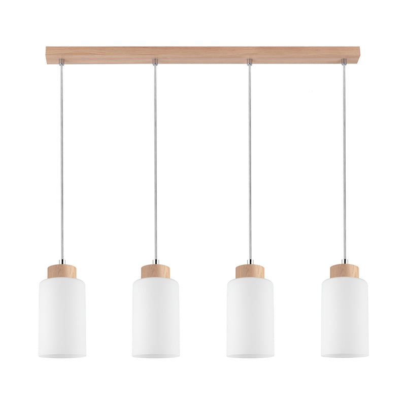 Bosco Pendant Lamp 4xE27 Max.60W Oiled Oak/Transparent/White