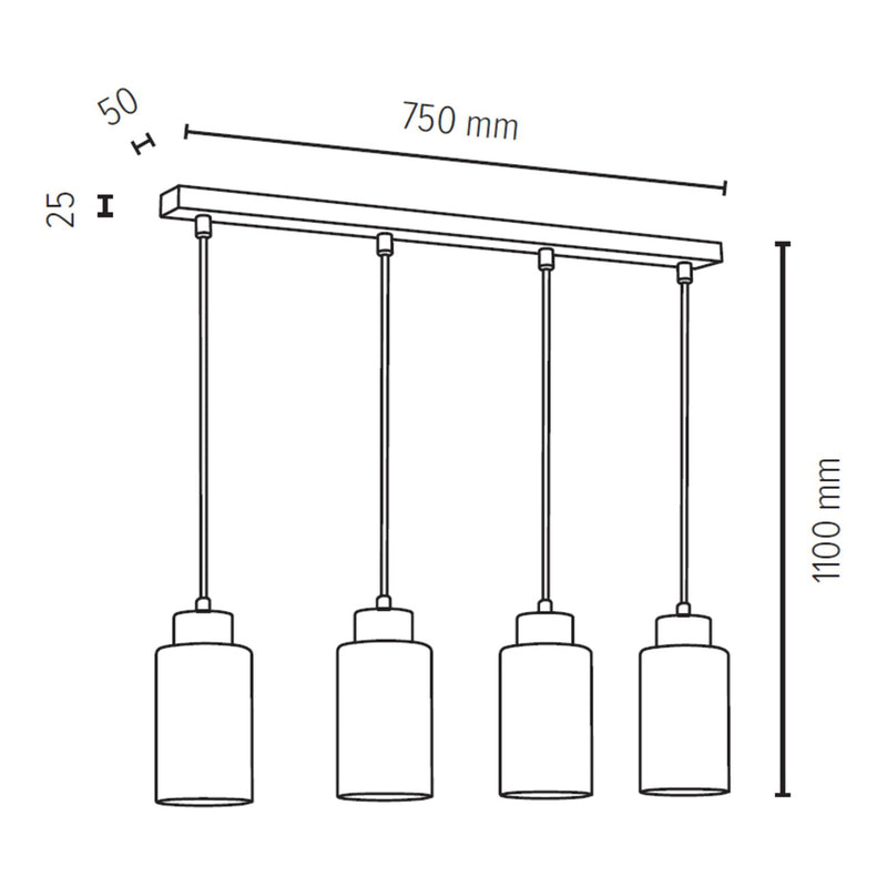 Bosco Pendant Lamp 4xE27 Max.60W Oiled Oak/Transparent/White