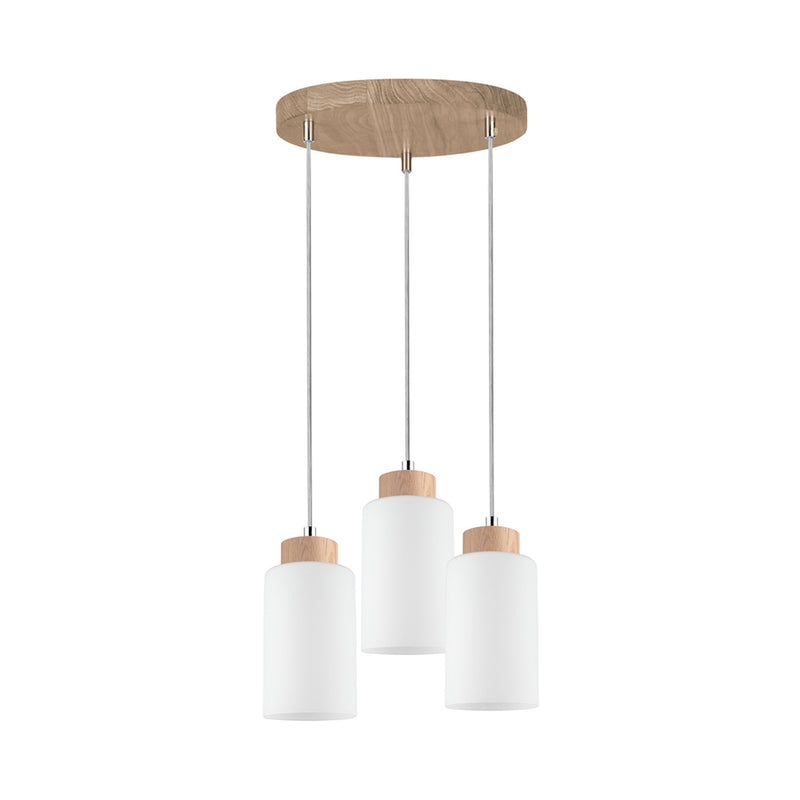 Bosco Pendant Lamp 3xE27 Max.60W Oiled Oak/Transparent/White