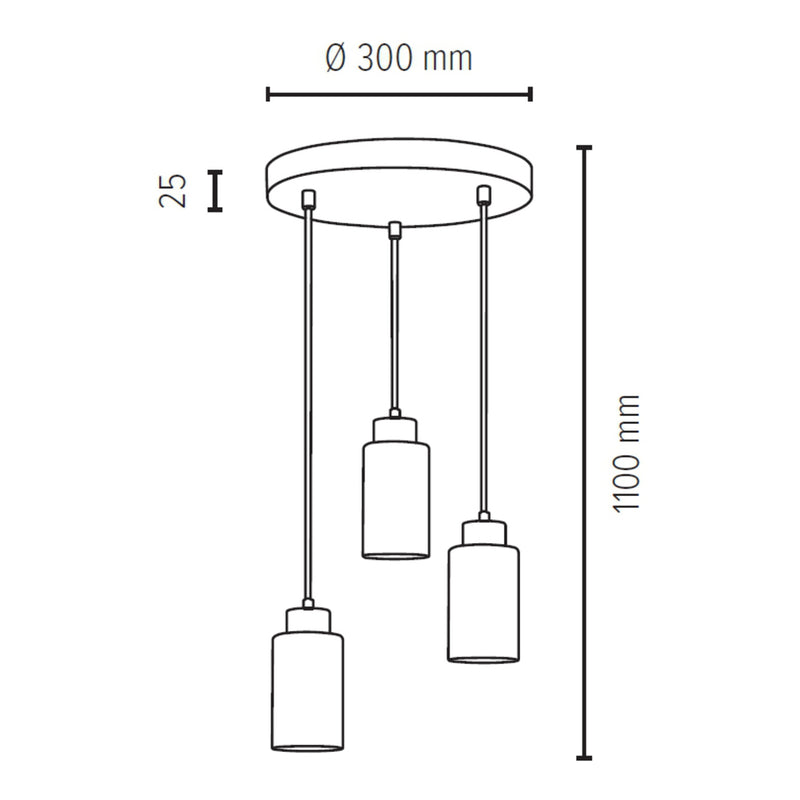 Bosco Pendant Lamp 3xE27 Max.60W Oiled Oak/Transparent/White