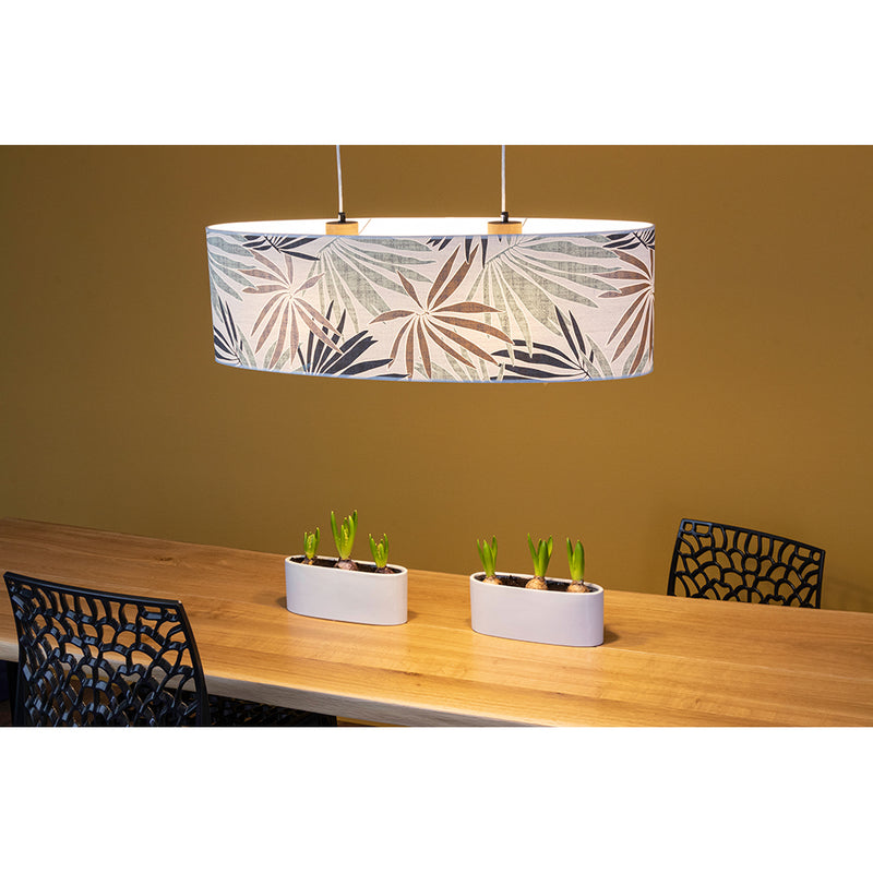 Hoja Pendant Lamp 2xE27 Max.40W Oiled Oak/Transparent PVC/Multicolor