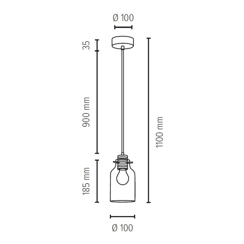 Alessandro Wood Pendant Lamp 1xE27 Max.60W Oiled Oak/Transparent