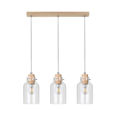 Alessandro Wood Pendant Lamp 3xE27 Max.60W Oiled Oak/Transparent