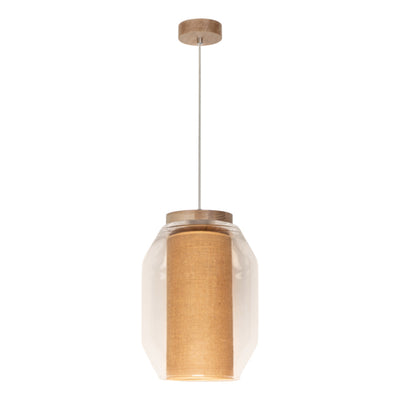 Vaso Jute Pendant Lamp 1xE27 Max.25W LED Oiled Oak/Transparent PVC/Transparent Beige