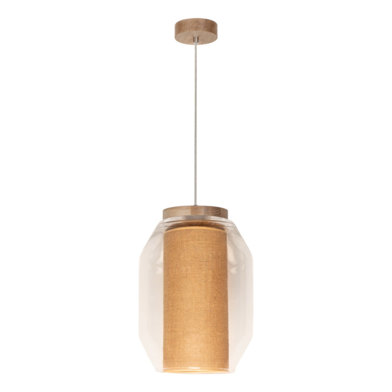 Vaso Jute Pendant Lamp 1xE27 Max.25W LED Oiled Oak/Transparent PVC/Transparent Beige