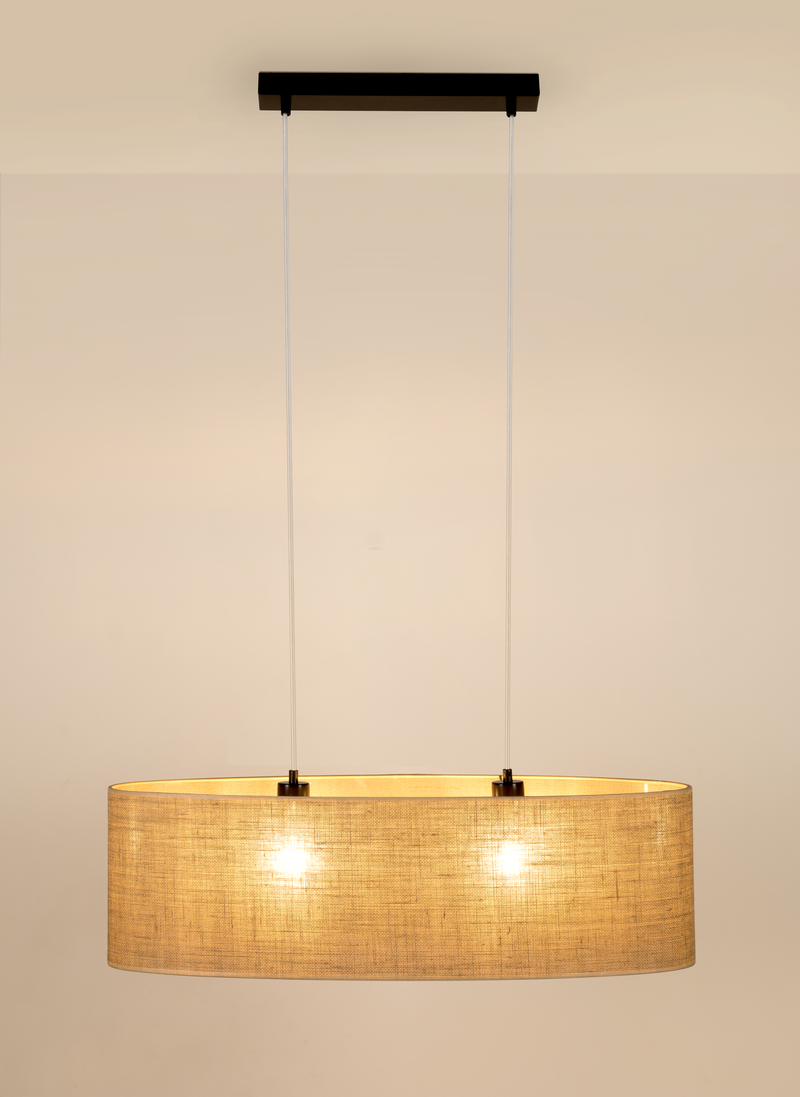 Britop Lighting Jute 2L lineær ophængt loftslampe E27, B 80cm