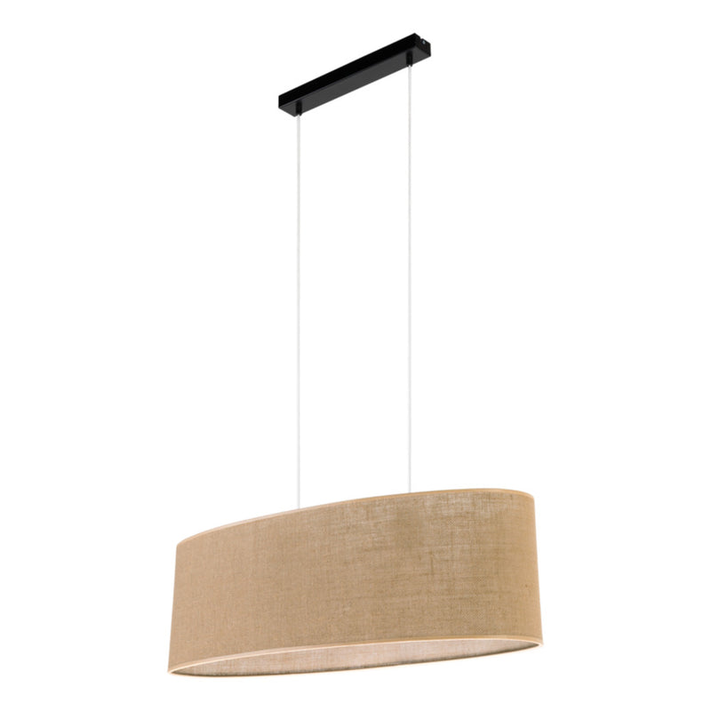 Jute Pendant Lamp 2xE27 Max.40W Black/Transparent PVC/Beige