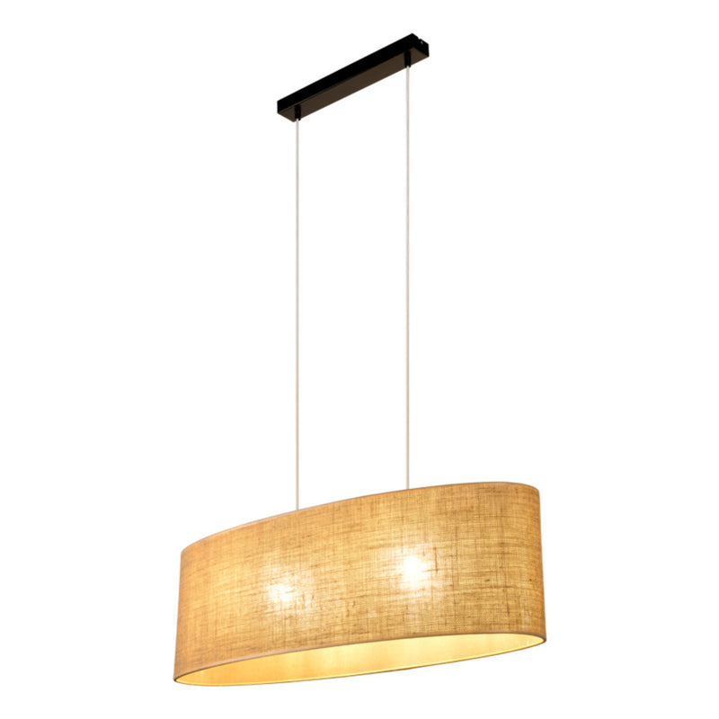 Jute Pendant Lamp 2xE27 Max.40W Black/Transparent PVC/Beige