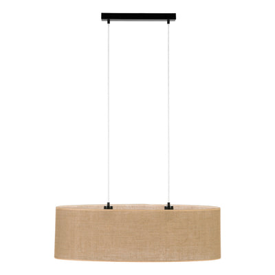 Jute Pendant Lamp 2xE27 Max.40W Black/Transparent PVC/Beige